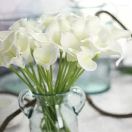 Dekoratif Çiçekler 5/10 PCS 37cm Yapay Calla Lily Düğün Gelin Buketleri Ev Dekoru Hediyeleri için Gerçek Dokunmatik Sahte Bitkiler