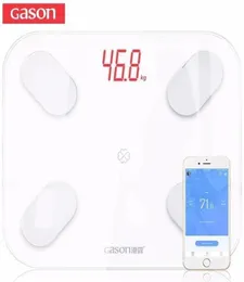 Banyo Mutfak Ölçekleri Gason S4 Vücut Yağ Ölçeği Zemin Bilimsel Akıllı Elektronik LED Dijital Ağırlık Dengesi Bluetooth App Andro3920836