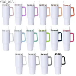 Water Bottles Sublimation Blank 40oz Skinny Tumbler Sports Coffee Cup Colorful Handle Stainless Steel Car Water Bottle Travel Mug Sippy Bottle YQ240221