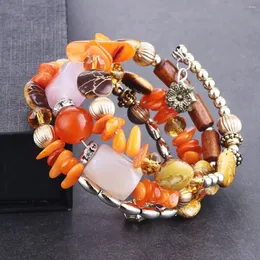 Charm Bracelets Women Multilayer Beaded Female Natural Stone Wooden Beads Bracelet Ceramics Wristband Jewelry Pulseras