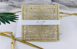 Glitter Rose Gold Laser Cut Wedding Invitation With Glitter Personal Insert Belly Band Floral Wedding Invitation7964005