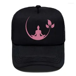 Bollmössor Buddha Yoga Lotos trycker Casual Baseball Cap Roliga män Kvinnor Parent-Child Hats Mesh Visor Outdoor Sun Hat justerbar