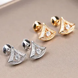 Earrings High Quality 925 Sterling Silver Triangle Fan Shaped Skirt Earrings Women's Fashion Temperament Party Gift Luxury Brand Jewelry