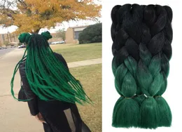 Synthetic Green Ombre Braiding Hair Bulk Ombre 24039039 100g Two Tone Ombre Xpression Jumbo Crochet Braiding Hair Kanekalon2587961