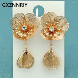 Baumelnde Ohrringe ZA Mode Kupfer Blume Für Frauen Zubehör Gold Farbe Tropfen Ohrring 2024 Trendy Party Schmuck Urlaub Geschenke