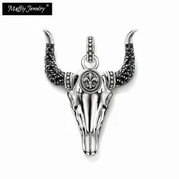 Pendants Pendant Bull Head Blackened Zircon Stones 925 Sterling Silver Fine Jewerly Accessories Fit Necklace Rebel Street Gift For Man