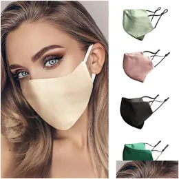 Other Home Decor 9 Colors Silk Masks Fashion Women Face Mask Sunsn Breathable 2-Layer Silks Reusable And Washable Drop Delivery Garde Dhfjm