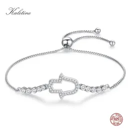 Armbanden kaletin 925 sterling silver armband zirkon tennisarmband hamsa hand av fatima ond öga lyckligt charm armband pärla smycken