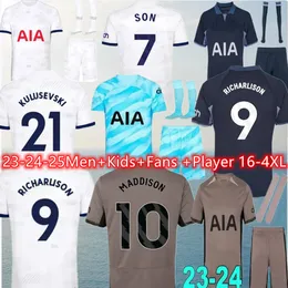 2023 Maddison Son Soccer Jerseys Romero Kulusevski Kulusevski 23 24 25 van de ben bissouma Richarlison Johnson Tottenhamフットボールキットスパーズトップメンズキッズセット4xl