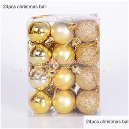 Decoração de festa 2022 Navidad decoração rosa ouro vermelho bolas de Natal ornamentos decorações de árvore de Natal brinquedos para casa noel entrega g dhsuq