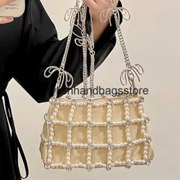 Totes Pearl Messenger Bags For Women Fasion Designer Brand Luxury Girls andbags Wallets Style Lady Crystal Soulder Crossbody PurseH24221