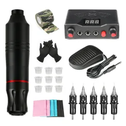 Trimmer New Tattoo Hine Kit Lcd Power Supply Tattoo Set Double Mode Line and Shading 5pcs Cartridge Needles Permanent Makeup