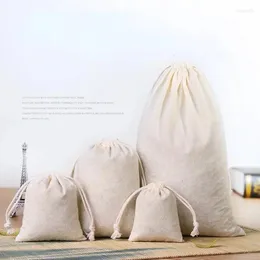 Storage Bags 5pcs Cotton Drawstring Christms Wedding Gift DIY Plain Pouch Reusable Home Organize Dustbag 8x10 10x12 10x15 20X25