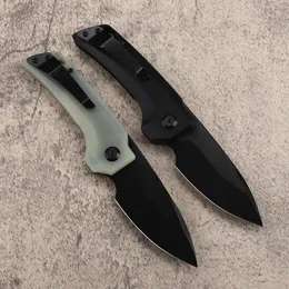 Kampanj A2240 Utomhusöverlevnad Vikkniv D2 Black Stone Wash Drop Point Blade CNC G10 med rostfritt stålplåt Bollbärande snabbt öppna EDC -knivar