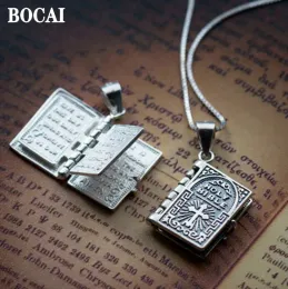 Hängen Bocai 2023 Trend 100% Ny S925 Silver Woman Pendant Lovers Cross Bible Love Letter Personlighetsmycken Tillbehör