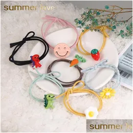 Hair Rubber Bands Cute Korea Children Women Elastic Hair Band Sweet Yolk Ties Rope Girl Scrunchy Kids Ponytail Holder Fashi Dhgarden Dhxt2