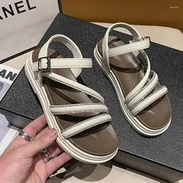 Sandals 2024 Flats Platform Sandal Shoes Women Crystal Open Toe Summer Dress Brand Casual Walking Ladies Shallow Zapatos