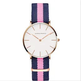 Relógios femininos simples de 36mm, relógios precisos de quartzo para mulheres, pulseira de couro confortável ou pulseira de nylon, uma variedade de cores c189o