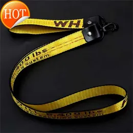 Anahtarlıklar Lanyards Anahtar Zinciri Offs Endüstriyel kordon uzun anahtarlık sarı naylon kayış yular moda bagaj kolye unisex marka tasarımcısı oyma alaşım toka