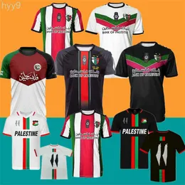 Homens camisetas 2024 Palestino Futebol Jerseys Palestina Seleção Nacional Jimenez Benitez Cortes Home Vermelho Branco Away Preto Manga Curta Oelp
