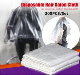 200 pcsset Transparent förklädet Disponibla vattentät hår Kap frisörande skärning av hårduk Salong Barberklänning Kapbarberverktyg 99425014