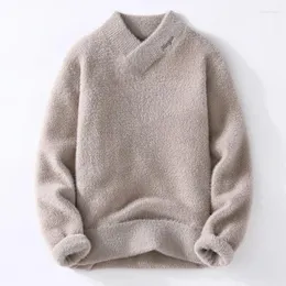 Maglioni da uomo stile scollo a V di alta qualità lavorato a maglia pullover a maniche lunghe bianco puro uomo velluto di visone cristallo