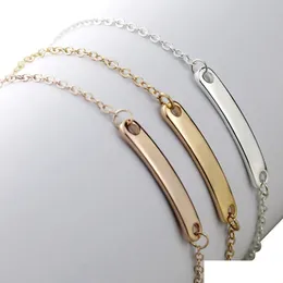Bracciale in acciaio inossidabile moda catena oro può nome personalizzato ID braccialetti con ciondoli iniziali barra vuota per le donne personalizza gioielli goccia D Dh7Jd