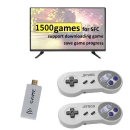 لوحات المفاتيح HD Video Game Stick SF900 Retro Game Console مع 1500 لعبة لـ SNES Wireless Controller 16 Bit Consolas de videojuegos for NES