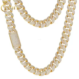 Gra Certificate 23mm Gold Plated 925 Sterling Silver Micro Paved Vvs Moissanite Diamond Iced Out Heavy Cuban Link Chain Necklace