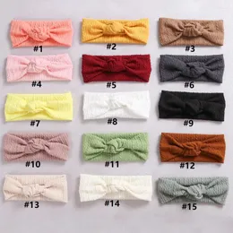 Acessórios para o cabelo 20 Pçs/lote 18 CM Bebê Waffle Cabo Malha Knotbow Nylon Headbands Born Elástico Hairbands Meninas Tiara Com Nervuras