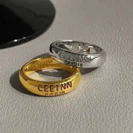 Klasyczny pierścionek designerski CEL Europejski i amerykański alfabet srebro srebrny pierścień mody damski projekt mody Wysokiej jakości element sensoryczny pierścień męski pierścień męski