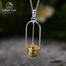 Pendants Lotus Fun Real 925 Sterling Silver Handmade Fine Jewelry Creative Hammer Ram Design Pendant without Necklace for Women