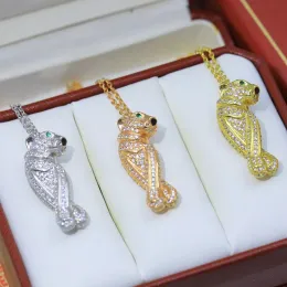 Pendenti Collana di leopardo in argento sterling 925 di marca classica calda, temperamento da donna, lusso, alta gioielleria, festa, regalo di San Valentino