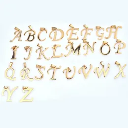 Halsketten Großhandel 26 Stück große Buchstaben Charm Anhänger DIY Halskette Zubehör Az Alphabet Anhänger Edelstahl Schmuckherstellung Zubehör