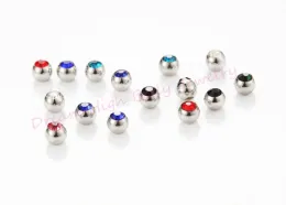 보석류 100pcs 보석 공 3mm 4mm 6mm 크리스탈 립 트래거스 스터드 귀 나선 랩 레트 바 1.2mm 14G 14G 보석 나사 눈썹 바디 보석