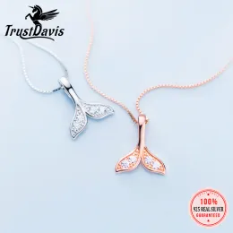 Colares Trustdavis 925 prata esterlina bonito animal doce baleia pingente moda colar para filha menina presente de aniversário jóias ds3812