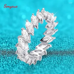 Cluster Rings Smyoue 5.1cttw Marquise Cut Flawless Moissanite Wedding For Women Full Eternity Bands 925 Sterling Silver Plated Rhodium