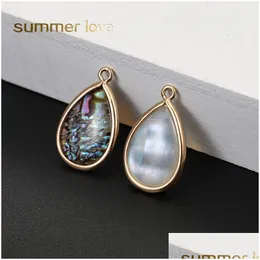 Charms New High Quality Natural Shell Waterdrop Round Pendant For Necklace Bracelet Earring Fashion Transparent Charm Diy Jewelry Maki Dhvxc