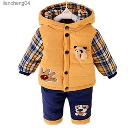 Kleidung Sets 2021 Winter Herbst Kinder Verdicken Sets Baby Jungen Plus Samt Hoddies Mantel + Hosen Zwei Stück Anzug Baumwolle kinder Kinder Kleidung