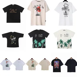 Palm Angel Erkek Gömlekleri Kadın Tees Tasarımcıları T-Shirts Üstler Giyim Üstleri Adam Rahat Göğüs Mektubu Gömlek Luxurys Giyim Sokak Şortlu Kılıf Giyim Gömlekleri Beyaz B1