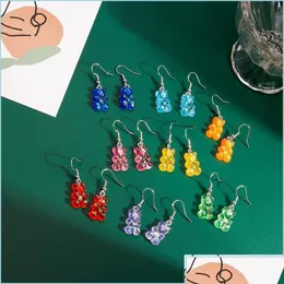 Dangle Chandelier Dangle Chandelier 패션 단순한 귀여운 Colorf Acrylic Animal Bear Earrings Girls 여자 아이 어린이 생일 gif dhh73