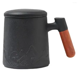 نبيذ أكواب Espumador de Leche Ceramic Mug Coffee Cup Wood Handle Borcelain Tea Infuser Travel