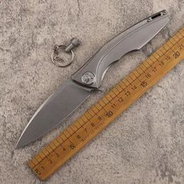 1Pcs New A2254 High End Flipper Folding Knife M390 Stone Wash Blade CNC TC4 Titanium Alloy Handle Outdoor EDC Pocket Ball Bearing Washer Folder Knives