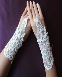 White or ivory Brand New Tulle Fingerless Appliques Wrist Length Gloves Short Bridal Wedding Gloves1332230