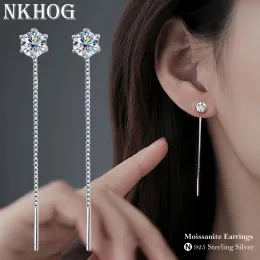 Örhängen Sterling Silver 925 Moissanite Tassel Drop Earrings for Women 2CT D Clear VVS1 Diamond with GRA Studs Bästa gåva Fina smycken