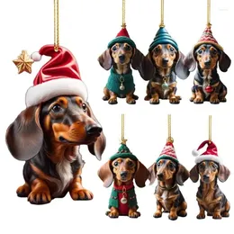 Dog Apparel Christmas Tree Hanging Ornaments Dachshund Shaped Pendants For Home Decorations Xmas Year Gifts