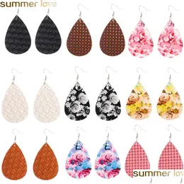 Dangle & Chandelier New Classic Faux Leather Earrings For Women Ethnic Bomemia Drop Dangle Wedding Two Sides Printing Fashion Jewelry Dhtbv