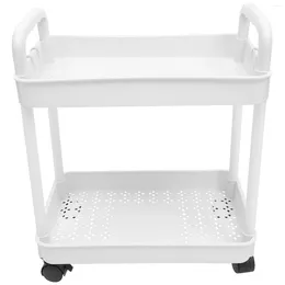 Hooks Mobile Double Layer Cart Storage Rack Bathroom Carts Snack With Wheels Multi-layer