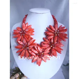Choker Handmade Crystal Shell Flower Necklace African Wedding Jewelry Beads