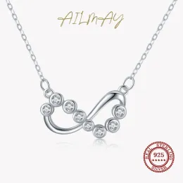 Pingentes Ailmay 100% 925 Sterling Silver Romântico Amor Infinito Pequena Pequena Bolha Brilhante CZ Colar Para Mulheres Dia Dos Namorados Jóias